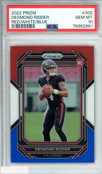 2022 PANINI PRIZM DESMOND RIDDER #302 RED WHITE BLUE ROOKIE RC PSA 10 GEM MT