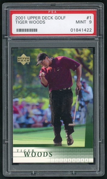 2001 Upper Deck Golf Tiger Woods #1 PSA 9