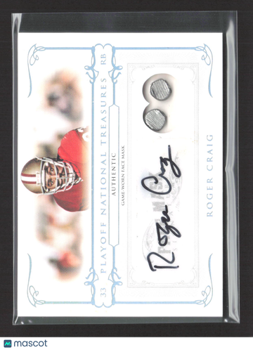 2007 Playoff National Treasures Roger Craig #69 Game-Worn Face Mask