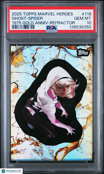 2025 Topps Marvel Comic Book Heroes 1975 Gold Anniversary Ghost-Spider #118 PSA 10