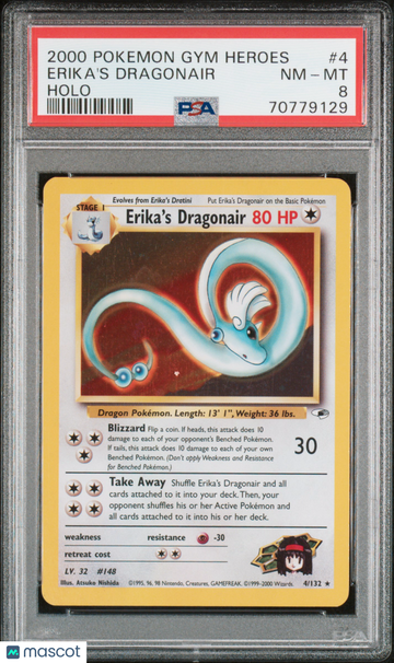 2000 Pokemon Gym Heroes Erika's Dragonair Holo PSA 8 #4
