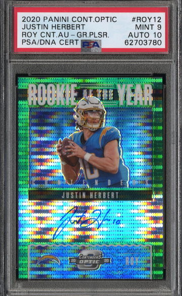 2020 PANINI CONT.OPTIC Justin Herbert #ROY12 Parallel/Variety Rookie PSA 9