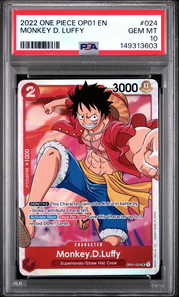 2022 One Piece Romance Dawn Monkey D. Luffy #OP01-024 PSA 10