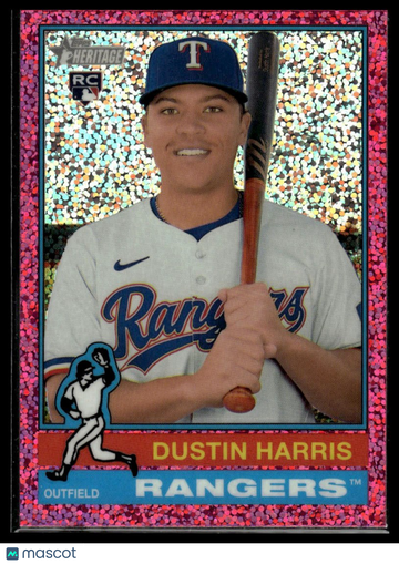 2025 Topps Heritage Dustin Harris #114 Chrome Pink Sparkle Refractor RC
