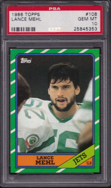 1986 Topps #108 LANCE MEHL PSA 10 GEM MINT POP 4 RARE New York Jets Football