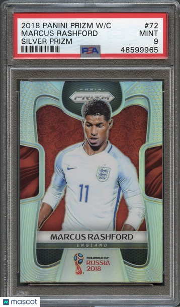 2018 Panini Prizm World Cup Marcus Rashford #72 Silver Prizm PSA 9