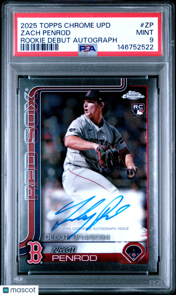 2025 Topps Chrome Update Rookie Debut Autographs Zach Penrod #ZP PSA 9