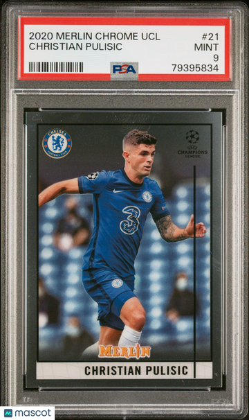 2020 Topps Merlin Chrome UEFA Champions League Christian Pulisic #21 PSA 9