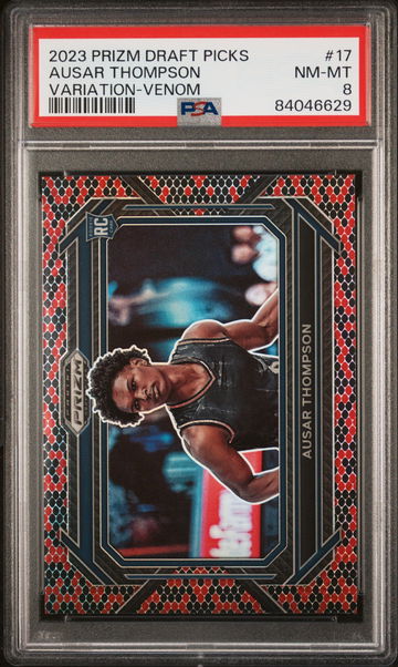 2023 PANINI DRAFT PICKS  AUSAR THOMPSON VARIATION SSP VENOM PRIZM #17 RC PSA 8