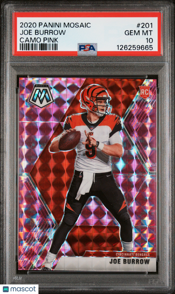 2020 Panini Mosaic Joe Burrow #201 Camo Pink PSA 10