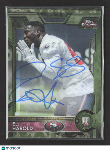 2015 Topps Chrome Eli Harold #158 Camo Refractor RC Auto
