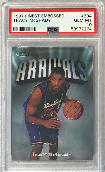 Tracy McGrady Rookie Card - 1997 Topps Finest Embossed #294 - PSA 10 Gem Mint - Raptors