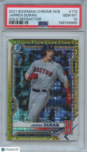 2021 Bowman Chrome Jarren Duran #170 Gold Refractor Rookie PSA 10