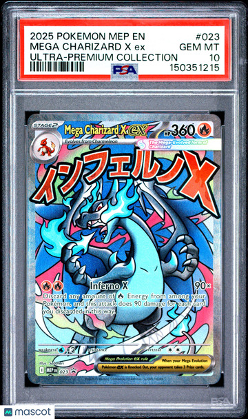 2025 Pokemon Mep EN-Me Black Star Promo Mega Charizard X EX #023 PSA 10