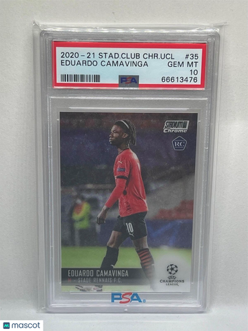 2020 Stadium Club Chrome UEFA Champions League Eduardo Camavinga #35 PSA 10