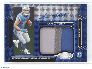 2023 Panini Certified Football Sam LaPorta #FFMS-17 Freshman Fabric Auto /20 RC