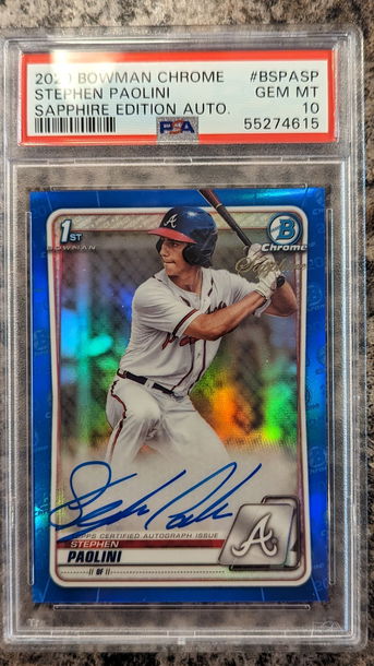 2020 Bowman Chrome Stephen Paolini Sapphire Refractor Auto PSA 10