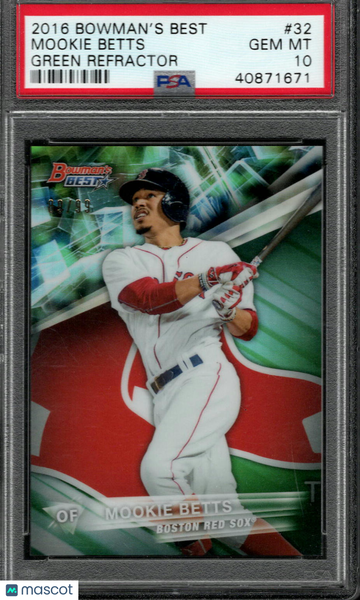 2016 Bowman's Best Mookie Betts #32 Green Refractor PSA 10