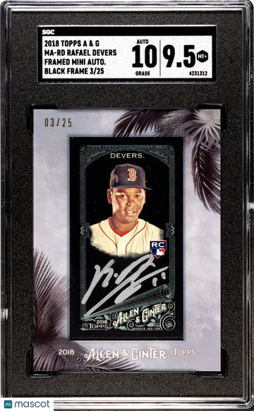 2018 Topps Allen & Ginter Rafael Devers #MA-RD Framed Mini Autograph Black Frame SGC 9.5 Auto 10