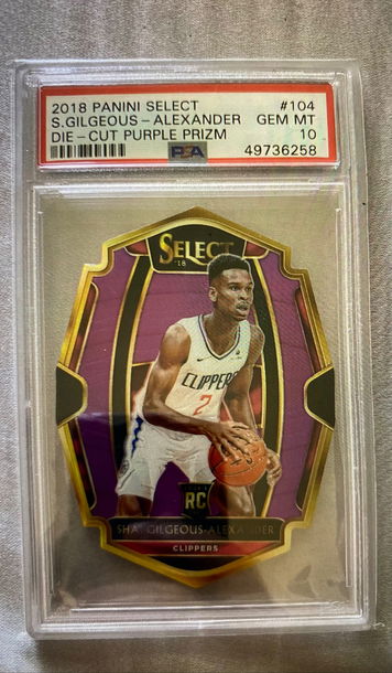 Shai Gilgeous-Alexander 2018 Panini Select Purple Prizm Die-Cut 47/99 PSA 10 RC POP 12!