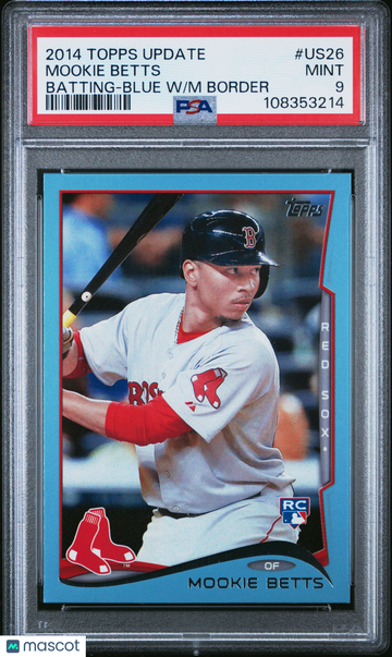 2014 Topps Update Mookie Betts #US26 Batting Blue W M Border PSA 9