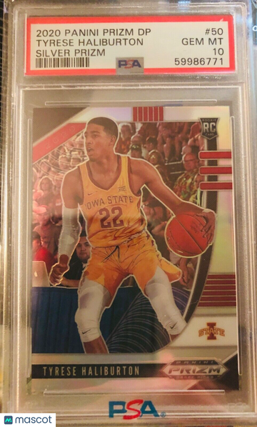 2020 Prizm Draft Picks #50 TYRESE HALIBURTON RC SILVER PSA 10 Iowa St. Cyclones