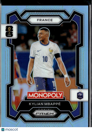 2026 Panini Monopoly Prizm FIFA World Cup Kylian Mbappé #7 Light Blue /249