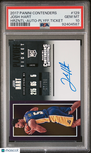 2017 Panini Contenders Josh Hart #129 Hrzntl Auto Plyff. Ticket /35 PSA 10