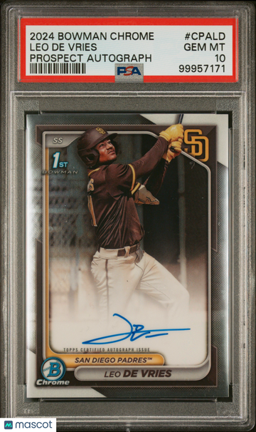 2024 Bowman Chrome Prospect Autographs Leo De Vries Auto PSA 10 Baseball Trading Card #CPALD