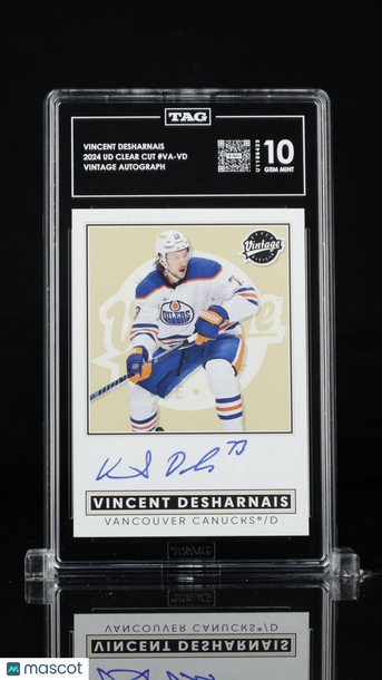 2024 Upper Deck Clear Cut Vintage Autograph Vincent Desharnais #VA-VD Rookie TAG 10