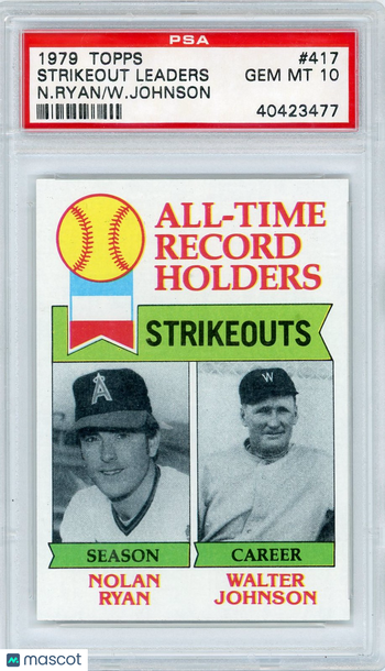 1979 Topps Strikeout Leaders #417 N. Ryan W. Johnson PSA 10