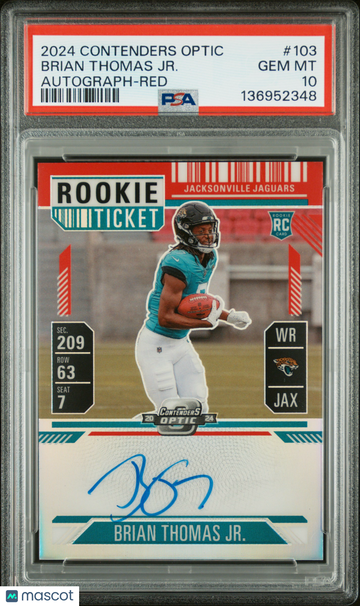 2024 Panini Contenders Optic Brian Thomas JR. Autograph Red #103 PSA 10