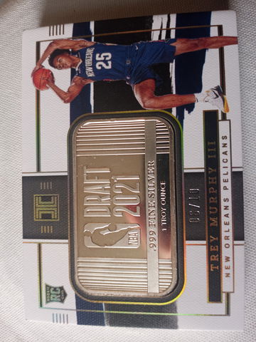 2021-22 Trey Murphy III Impeccable DRAFT 2021 Silver Ounce 1 Troy /10 Rookie Rc Excellent New Orleans Pelicans #17