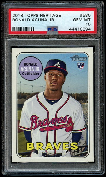 Ronald Acuna Jr. 2018 Topps Heritage #580 PSA 10 Gem Mint