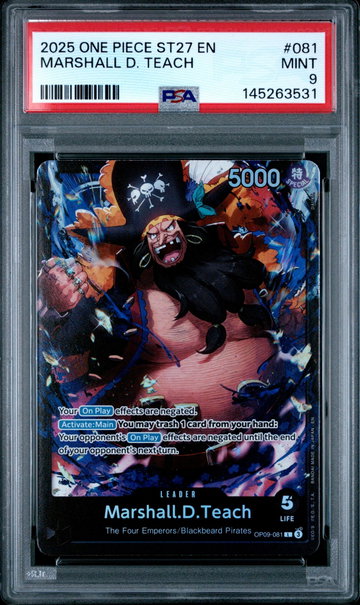 2025 Starter Deck: Black Marshall D. Teach (St27) - English Marshall D. Teach #OP09-081 PSA 9
