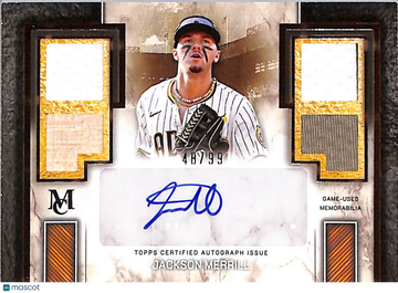 2025 Topps Museum Collection Jackson Merrill #SPQRA-JM /99 Quad Relic Autograph Card Game-Used Memorabilia