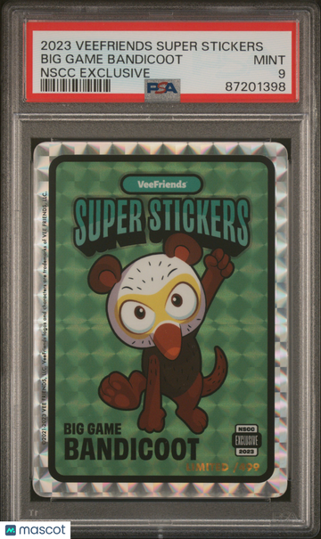 2023 Veefriends Super Stickers Nscc Exclusive Big Game Bandicoot PSA 9