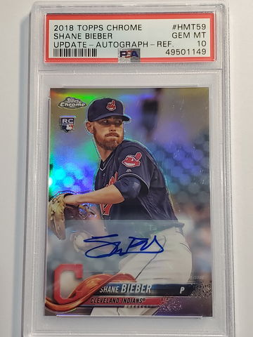 2018 Topps Chrome Update Shane Bieber Auto Refractor