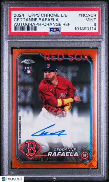 2024 Topps Logofractor Edition MLB Refractor Chrome Autographs Ceddanne Rafaela #RCACR Orange /25 PSA 9