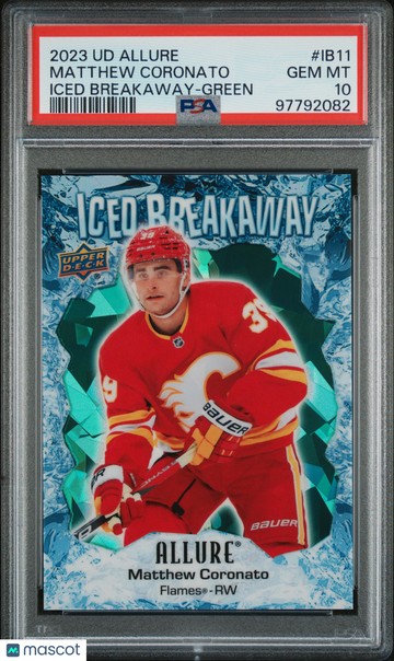 2023-24 Upper Deck Allure Iced Breakaway Matthew Coronato #IB11 Green /249 PSA 10
