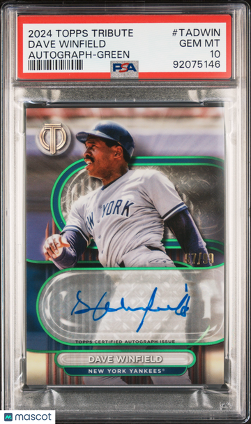 2024 Topps Tribute Tribute Autographs Dave Winfield #TADWIN Green /99 PSA 10