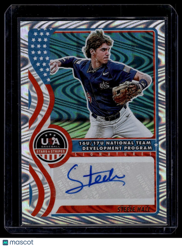 2025 Panini Stars & Stripes USA Baseball Steele Hall #NTS-SH 16U/17U National Team Signatures Swirl SN AU