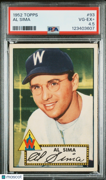 1952 Topps Al Sima #93 [Base] Rookie PSA 4.5