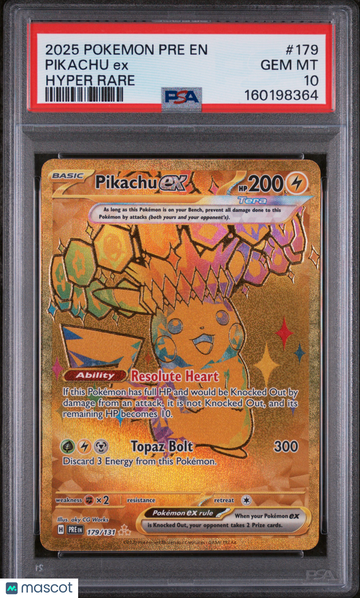 2025 Pokemon Pre EN-Prismatic Evolutions Pikachu EX Hyper Rare PSA 10 #179