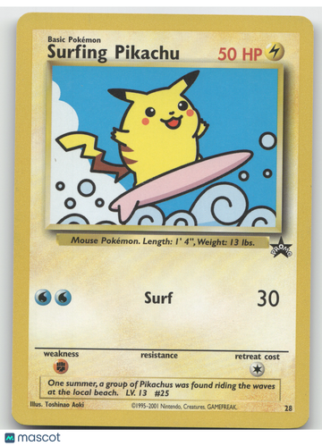 2001 Wizards Surfing Pikachu Black Star Promo #28