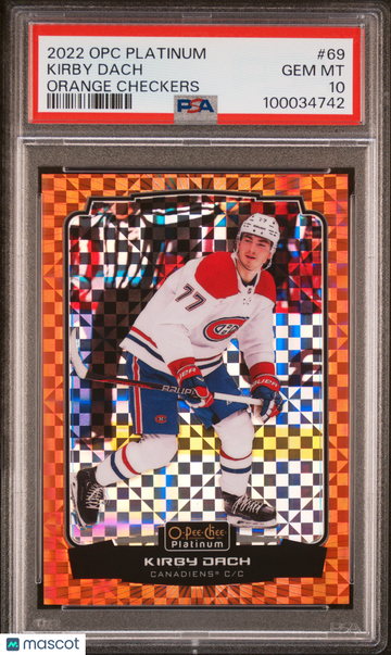2022-23 O-Pee-Chee Platinum Kirby Dach #69 Orange Checkers PSA 10