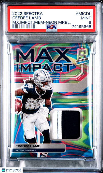 2022 PANINI SPECTRA MAX IMPACT MEMORABILIA CeeDee Lamb #MICDL Neon Marble Insert PSA 9