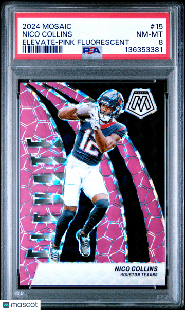 2024 Panini Mosaic Elevate Nico Collins #15 Pink Fluorescent /10 PSA 8