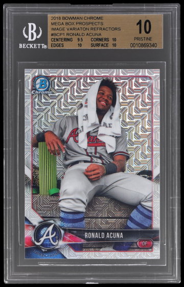 2018 Bowman Mega Box Chrome Ronald Acuna Jr. Towel On Head Variation Prospect BGS 10 RC