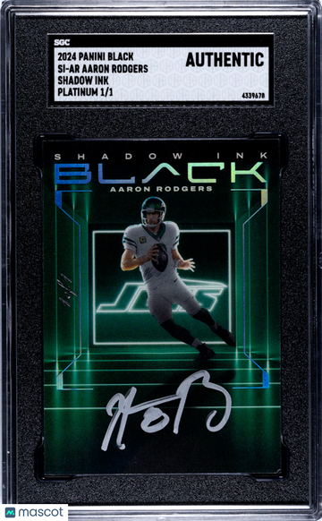 2024 Panini Black Aaron Rodgers #SI-AR Shadow Ink Platinum 1 1 SGC A